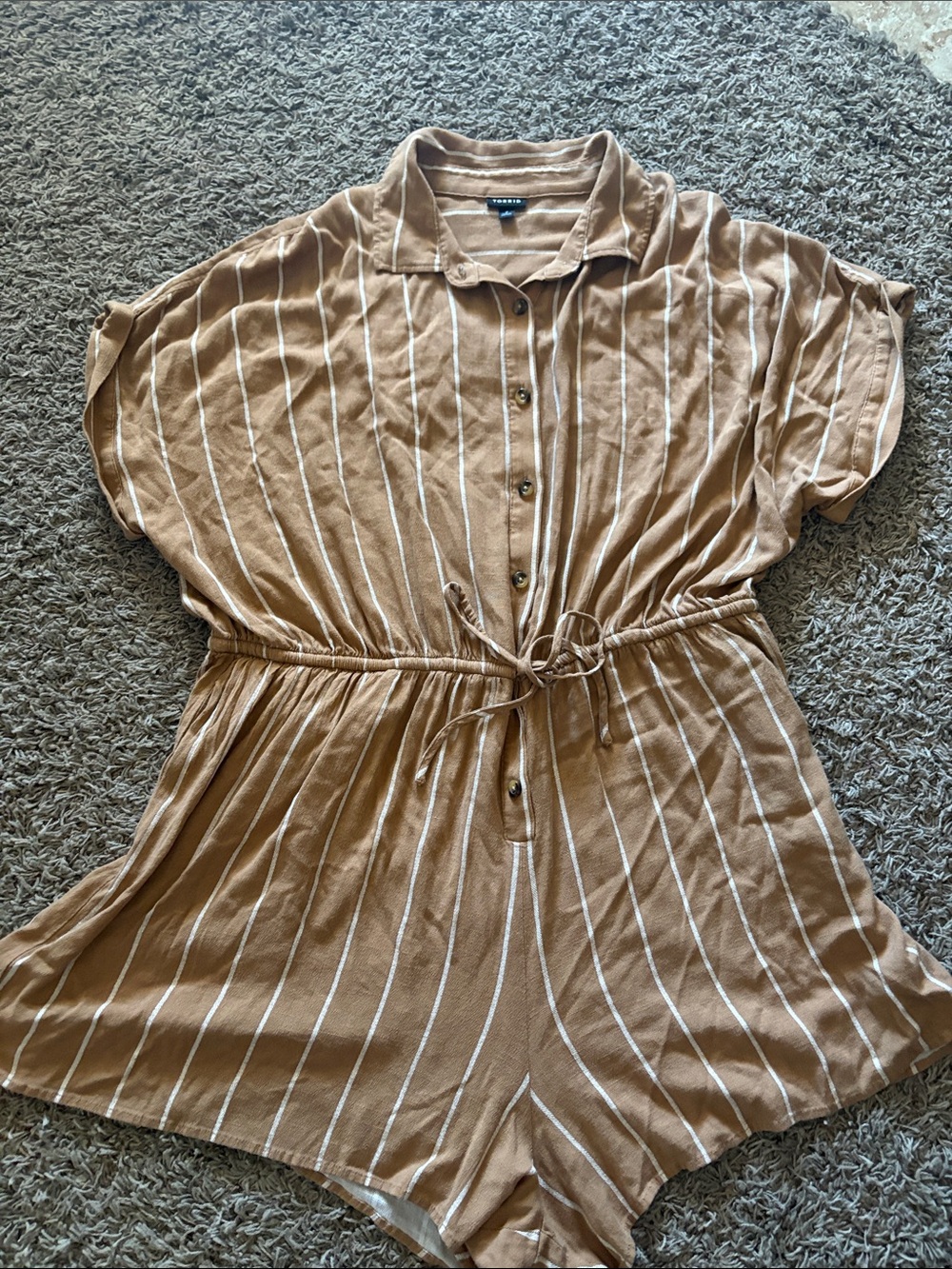 Torrid-Brown Striped Romper